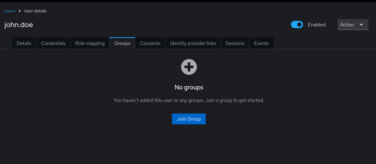 User created without groups