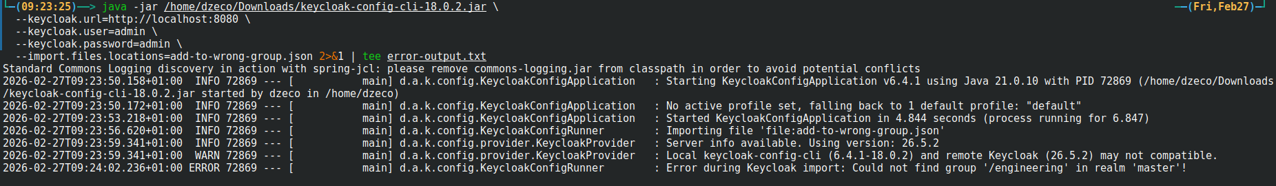Terminal showing import error