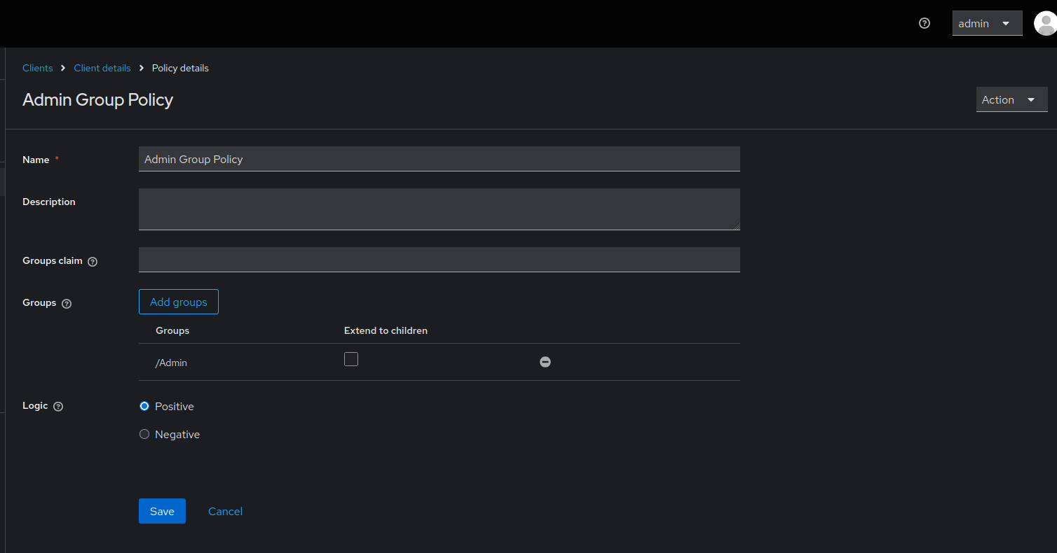Client authorization settings with scopes, resources, and policies properly configured