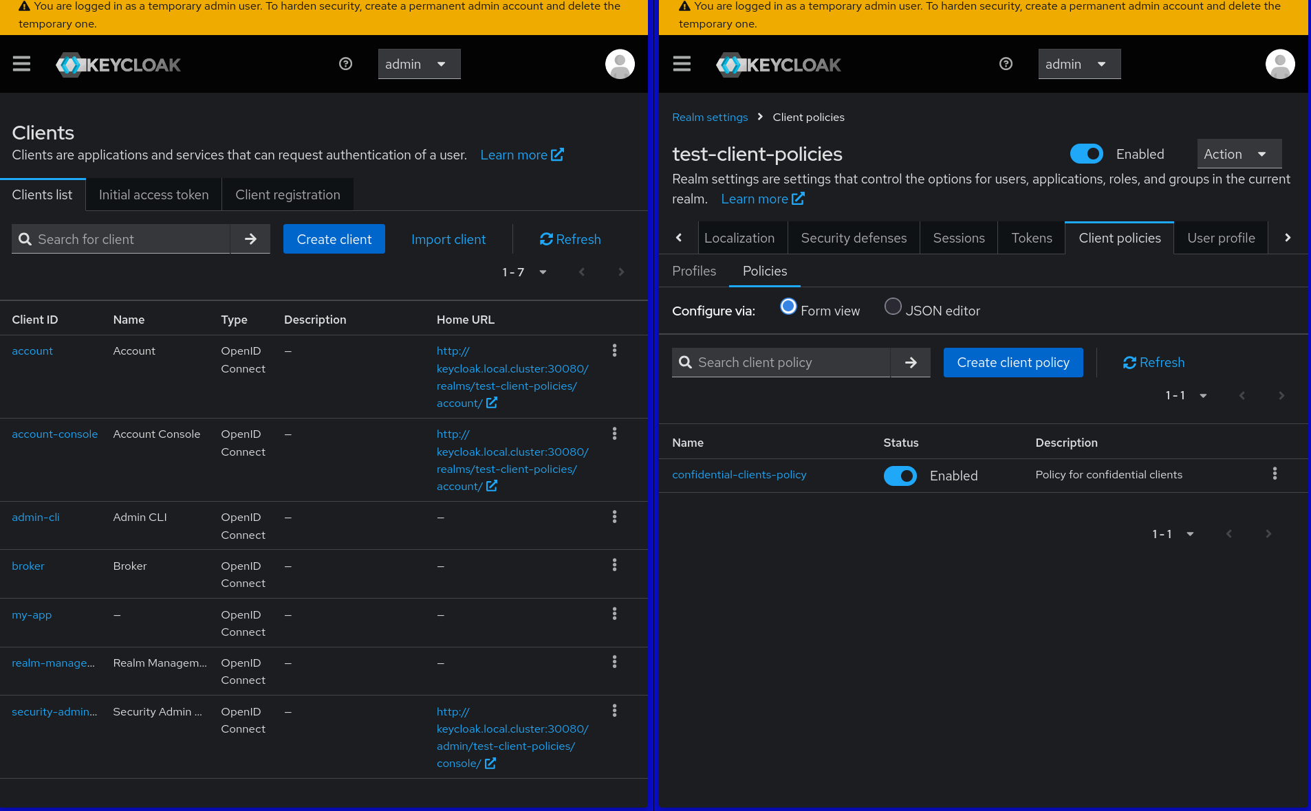 Client policies preserved after additional import