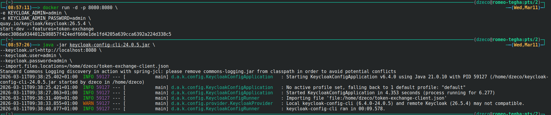 Token exchange enabled on client configuration