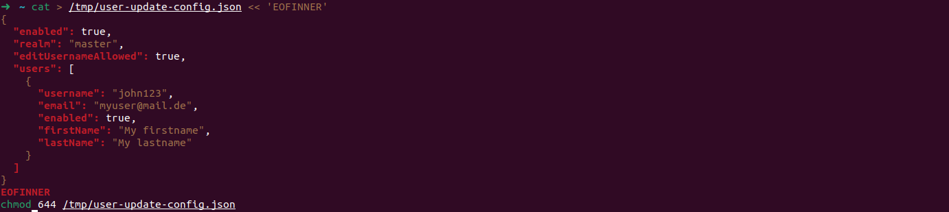 Create user-update-config.json with username john123